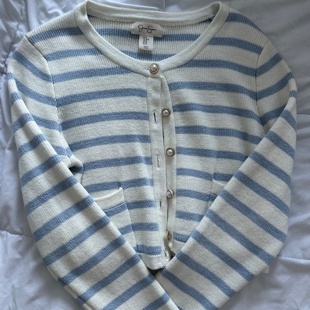 Baby blue striped cardigan